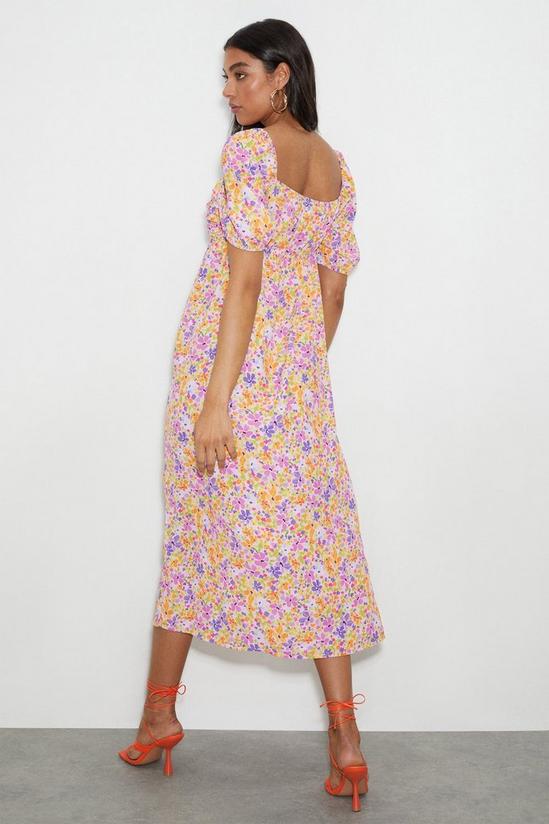 Dorothy Perkins Poppy Bright Floral Ruched Bodice Midi Dress 3