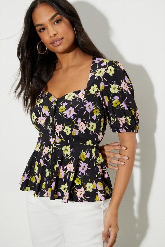 Dorothy Perkins Black Floral Kitty Top 1