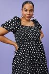Dorothy Perkins Curve Black Spot Textured Shirred Mini Dress thumbnail 4