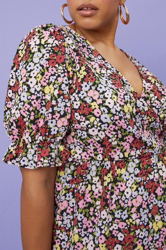 Dorothy Perkins Curve Pink Floral Textured Wrap Top 4