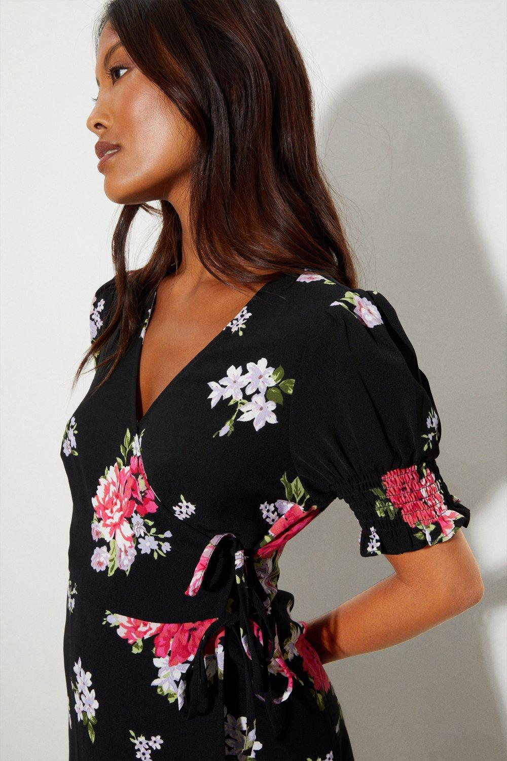 Dorothy perkins black floral on sale dress