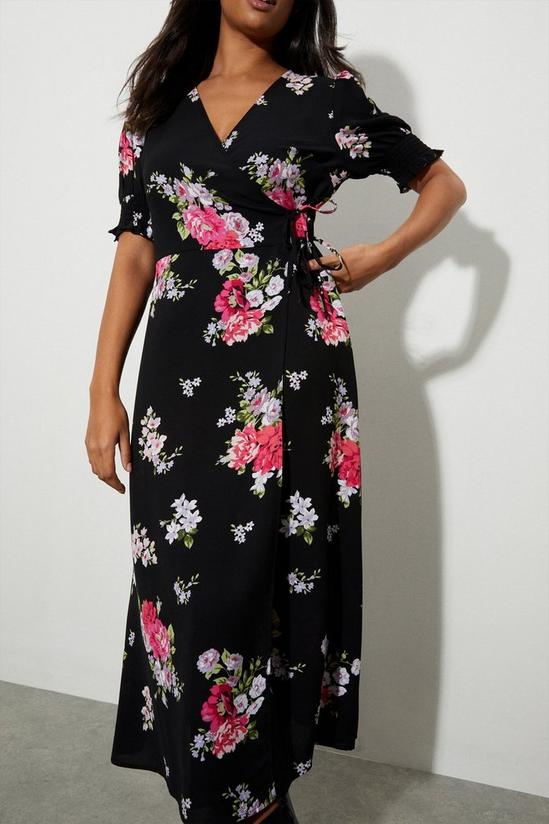 Dorothy Perkins Black Floral Print Wrap Midi Dress 4