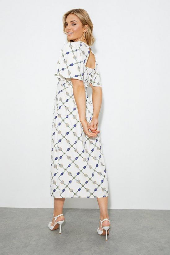 Dorothy Perkins Margot Jewel Print Flutter Sleeve Midi Dress 3