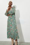 Dorothy Perkins Khaki Floral Print Wrap Midi Dress thumbnail 2