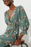 Dorothy Perkins Khaki Floral Print Wrap Midi Dress thumbnail 4