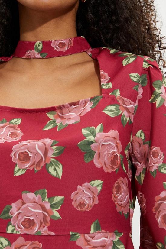 Dorothy Perkins Rose Print Long Sleeve Mini Dress 4