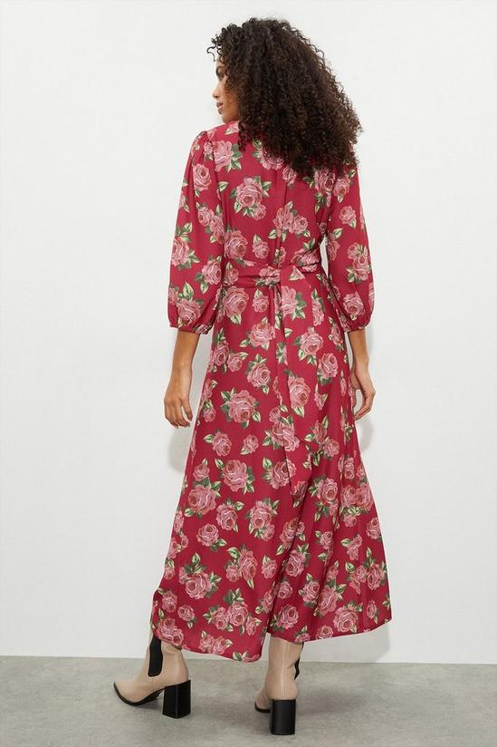 Dorothy Perkins Rose Print Wrap Midi Dress 3