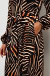 Dorothy Perkins Zebra Print Tie Waist Puff Sleeve Midi Dress thumbnail 4