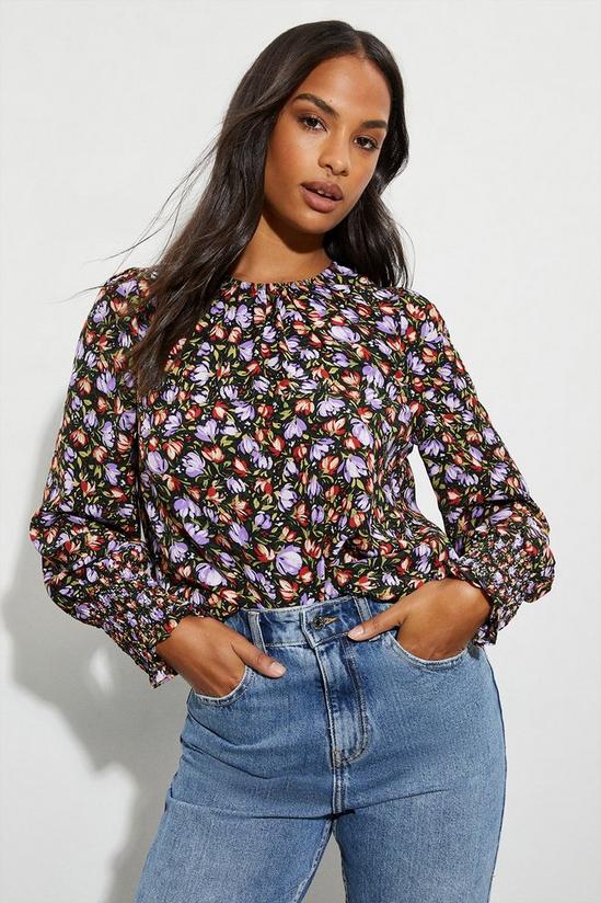Dorothy Perkins Floral Shirred Cuff Shell Top 1
