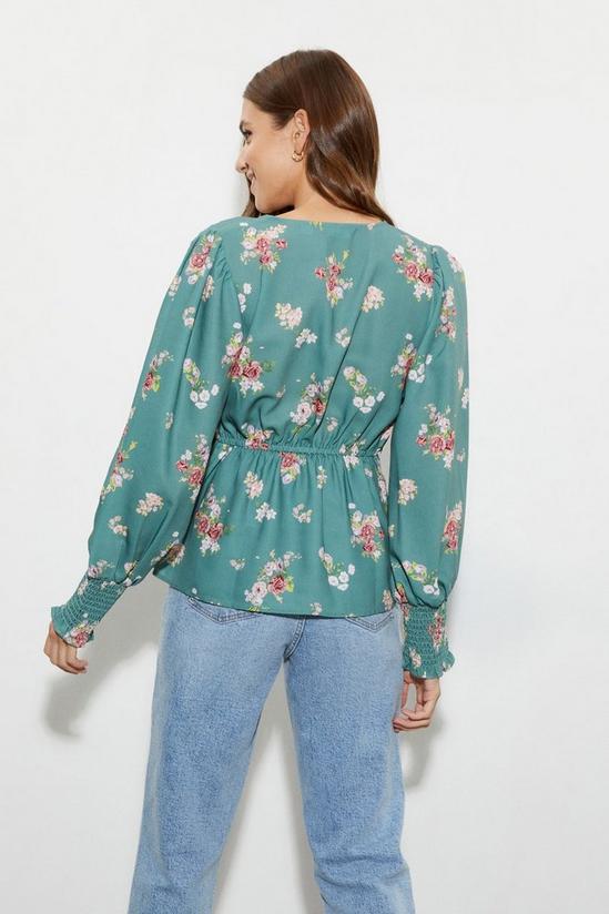 Dorothy Perkins Green Floral Wrap Blouse 3