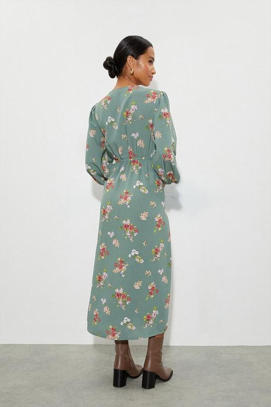 Dorothy Perkins Petite Khaki Ruffle Shoulder Wrap Midi Dress 3
