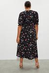 Dorothy Perkins Curve Black Floral Shirred Wrap Midi Dress thumbnail 3