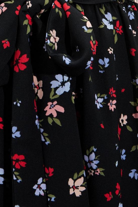 Dorothy Perkins Curve Black Floral Shirred Wrap Midi Dress 5