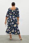 Dorothy Perkins Curve Navy Floral Shirred Midi Dress thumbnail 3