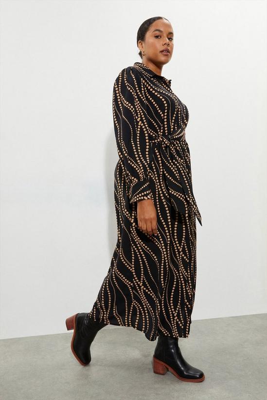 Dorothy Perkins Curve Camel Spot Midi Shirt Dress 2