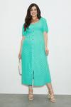 Dorothy Perkins Curve Kitty Green Spot Button Through Midi Dress thumbnail 2