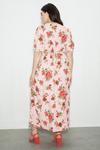Dorothy Perkins Curve Kitty Pink Floral Button Through Midi Dress thumbnail 3