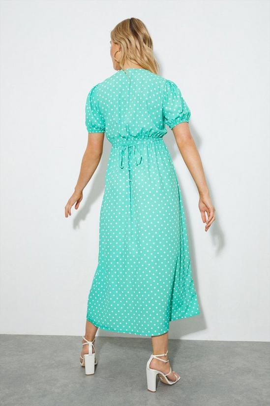 Dorothy Perkins Tall Kitty Green Spot Button Through Midi Dress 3