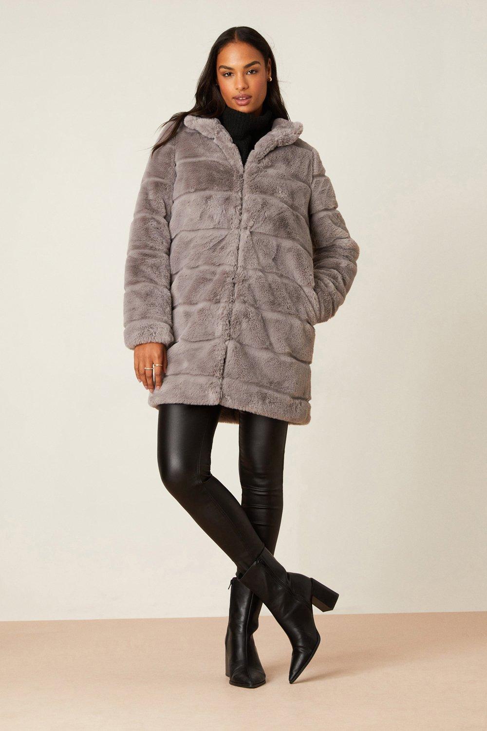 Dorothy perkins clearance grey fur coat