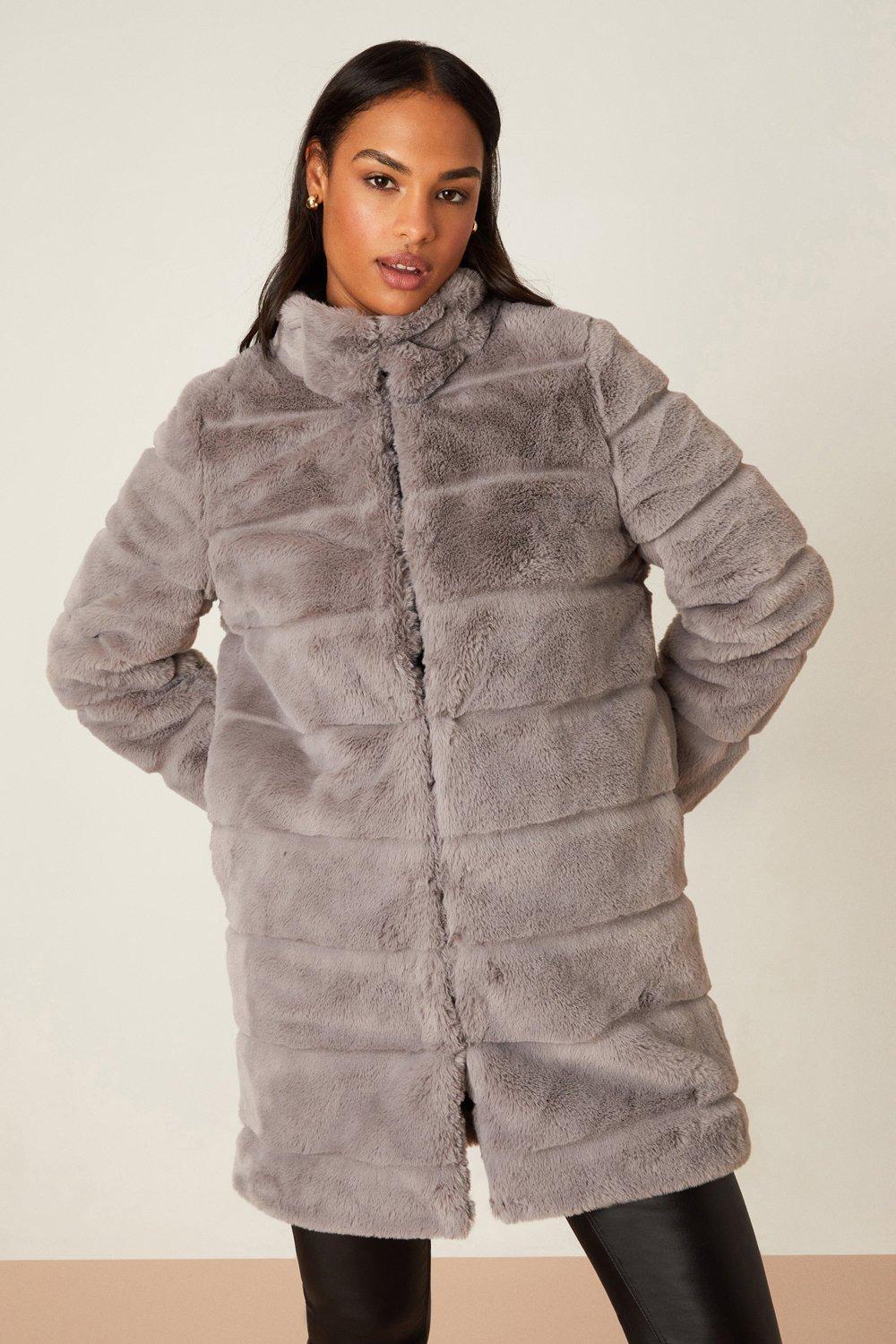 Dorothy perkins clearance grey fur coat