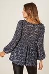 Dorothy Perkins Blue Ditsy Pleated Sweetheart Puff Sleeve Top thumbnail 3