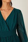 Dorothy Perkins Petite Green Textured Pleated Midi Dress thumbnail 4