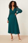 Dorothy Perkins Green Textured Pleated Midi Dress thumbnail 1