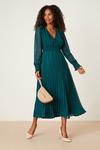 Dorothy Perkins Green Textured Pleated Midi Dress thumbnail 2