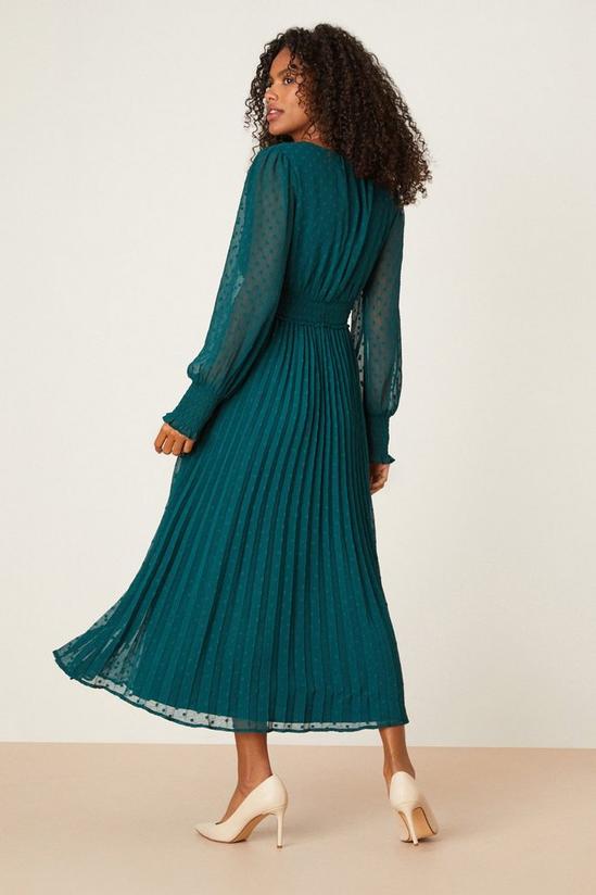 Dorothy Perkins Green Textured Pleated Midi Dress 3