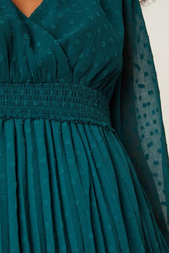 Dorothy Perkins Green Textured Pleated Midi Dress 4
