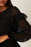 Dorothy Perkins Black Textured Spot Detail Ruffle Mini Dress thumbnail 4