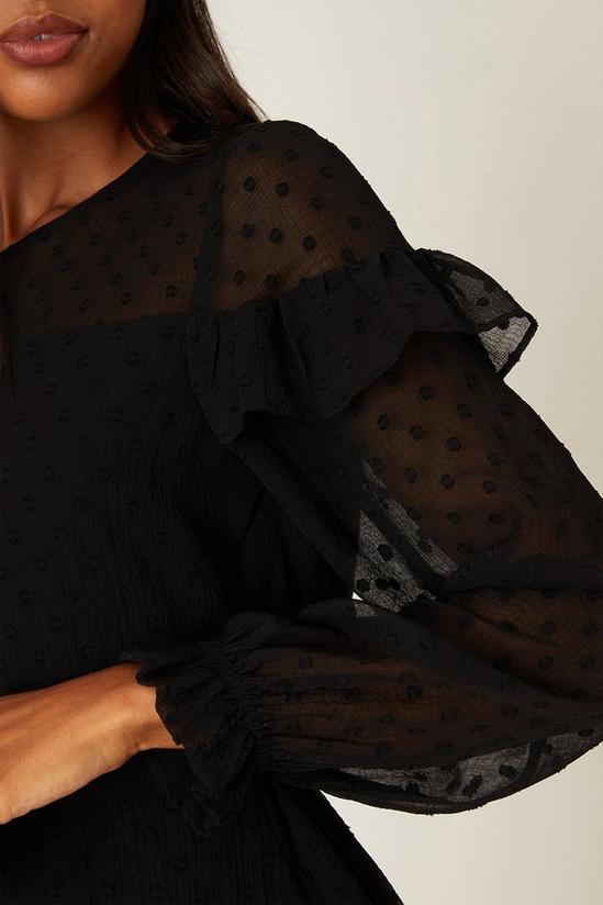 Dorothy Perkins Black Textured Spot Detail Ruffle Mini Dress 4