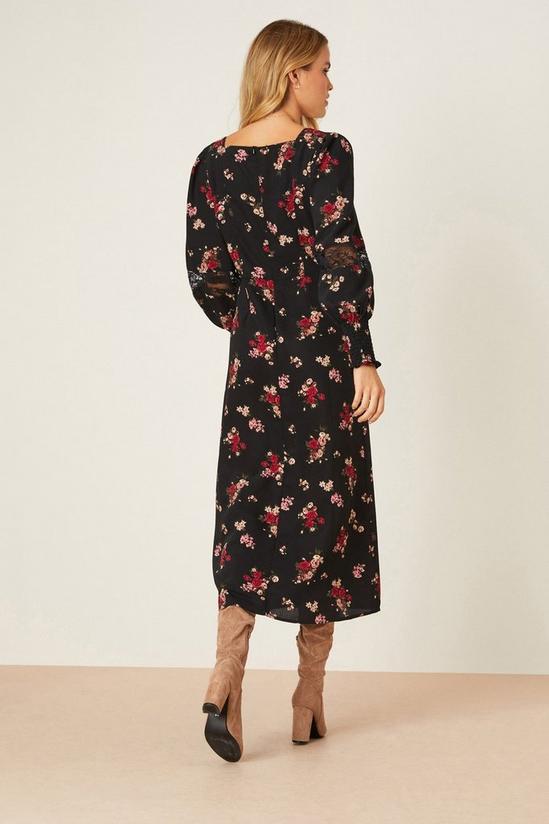 Dorothy Perkins Black Ditsy Floral Lace Detail Midi Dress 3