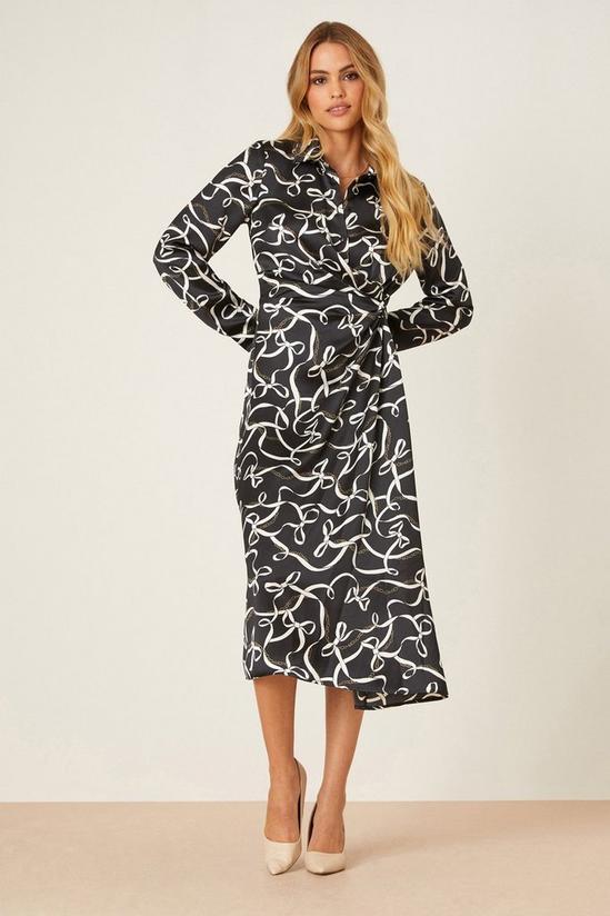 Dorothy Perkins Bow Print Wrap Midi Shirt Dress 1