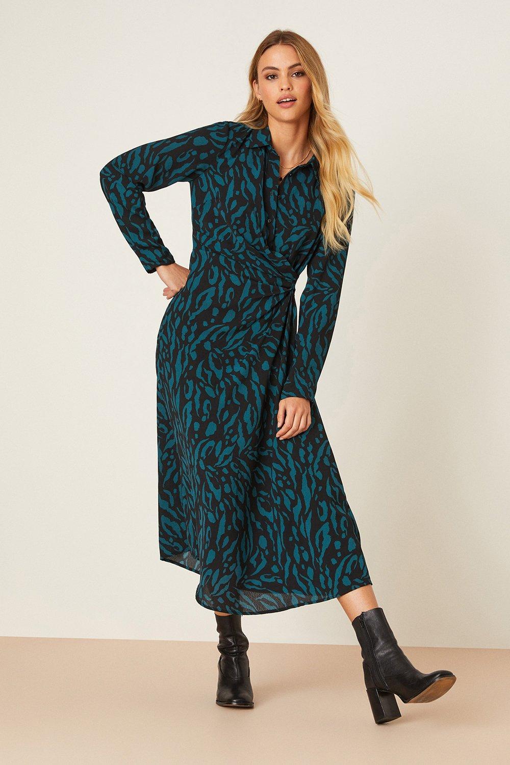 Dorothy perkins green wrap dress sales