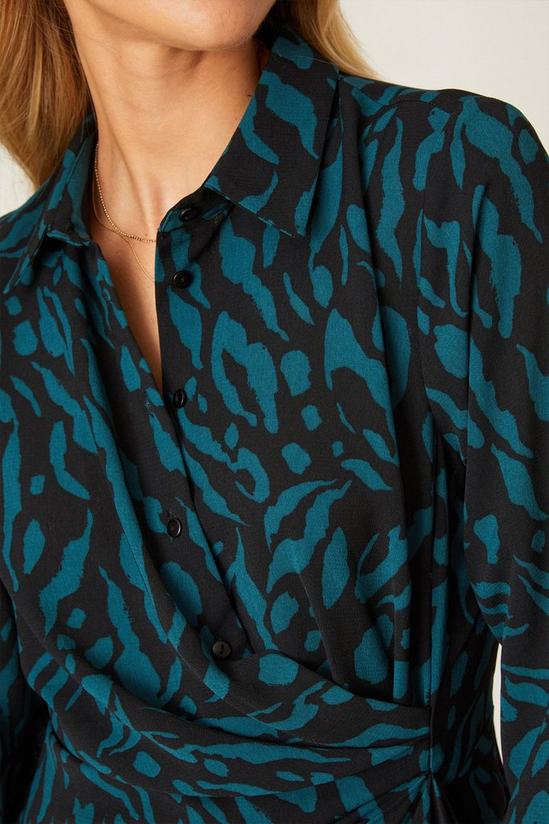 Dorothy Perkins Green Animal Print Wrap Midi Shirt Dress 4