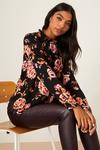 Dorothy Perkins Floral High Neck Puff Sleeve Top thumbnail 1