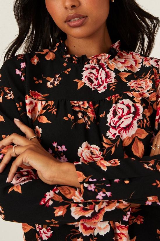 Dorothy Perkins Floral High Neck Puff Sleeve Top 4