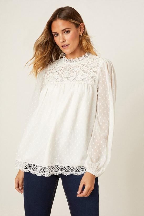 Dorothy Perkins Ivory Lace Trim Blouse 1