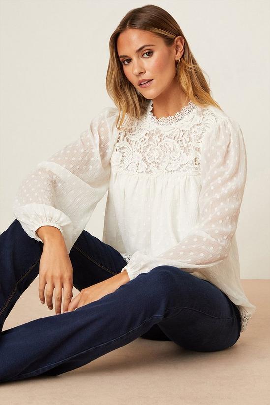 Dorothy Perkins Ivory Lace Trim Blouse 2
