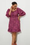 Dorothy Perkins Curve Pink Ditsy Ruched Front Textured Mini Dress thumbnail 1