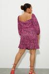 Dorothy Perkins Curve Pink Ditsy Ruched Front Textured Mini Dress thumbnail 3