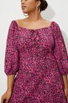 Dorothy Perkins Curve Pink Ditsy Ruched Front Textured Mini Dress thumbnail 4