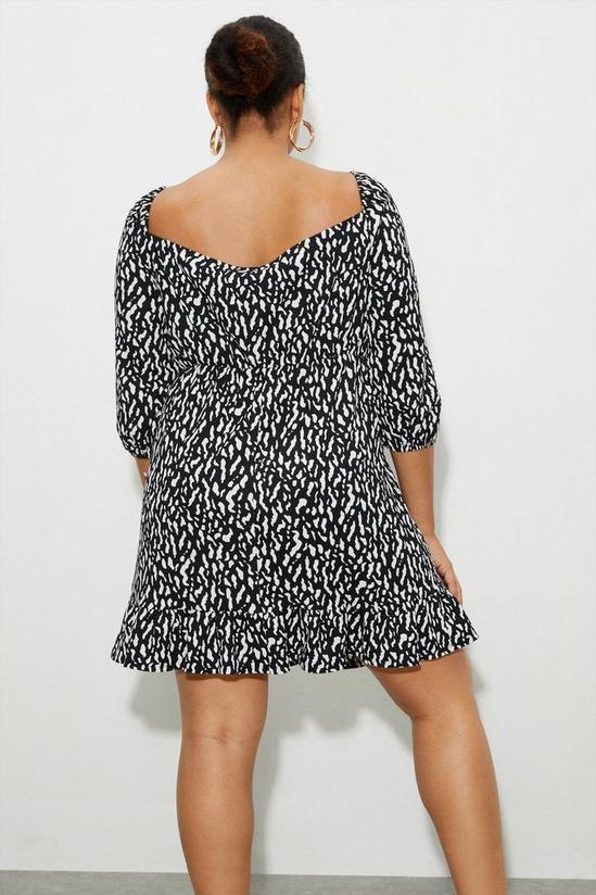 Dorothy Perkins Curve Mono Animal Ruched Front Textured Mini Dress 3