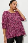 Dorothy Perkins Curve Pink Ditsy Square Neck Textured Top thumbnail 1