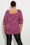 Dorothy Perkins Curve Pink Ditsy Square Neck Textured Top thumbnail 3