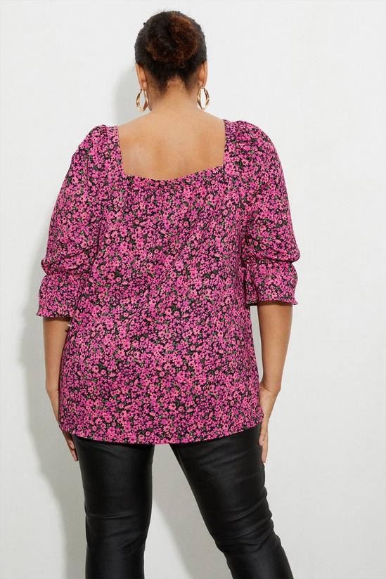 Dorothy Perkins Curve Pink Ditsy Square Neck Textured Top 3