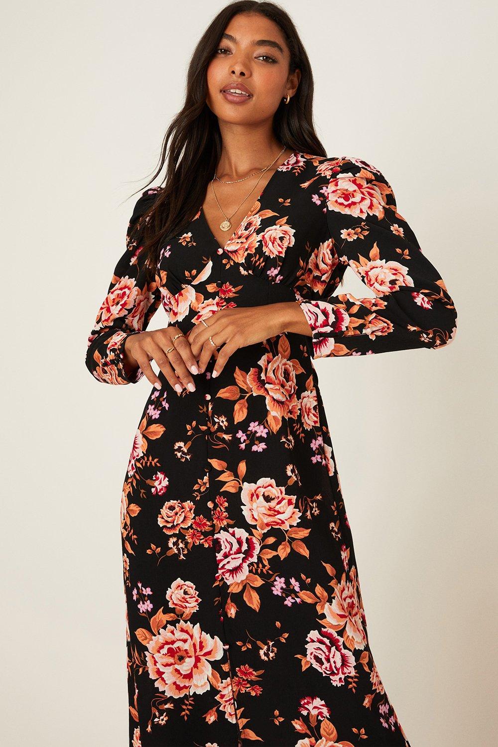 Dorothy perkins on sale black floral dress