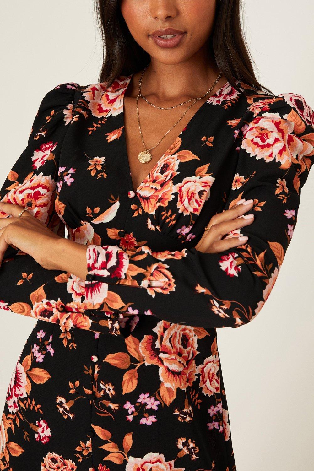 Dorothy perkins on sale black floral dress