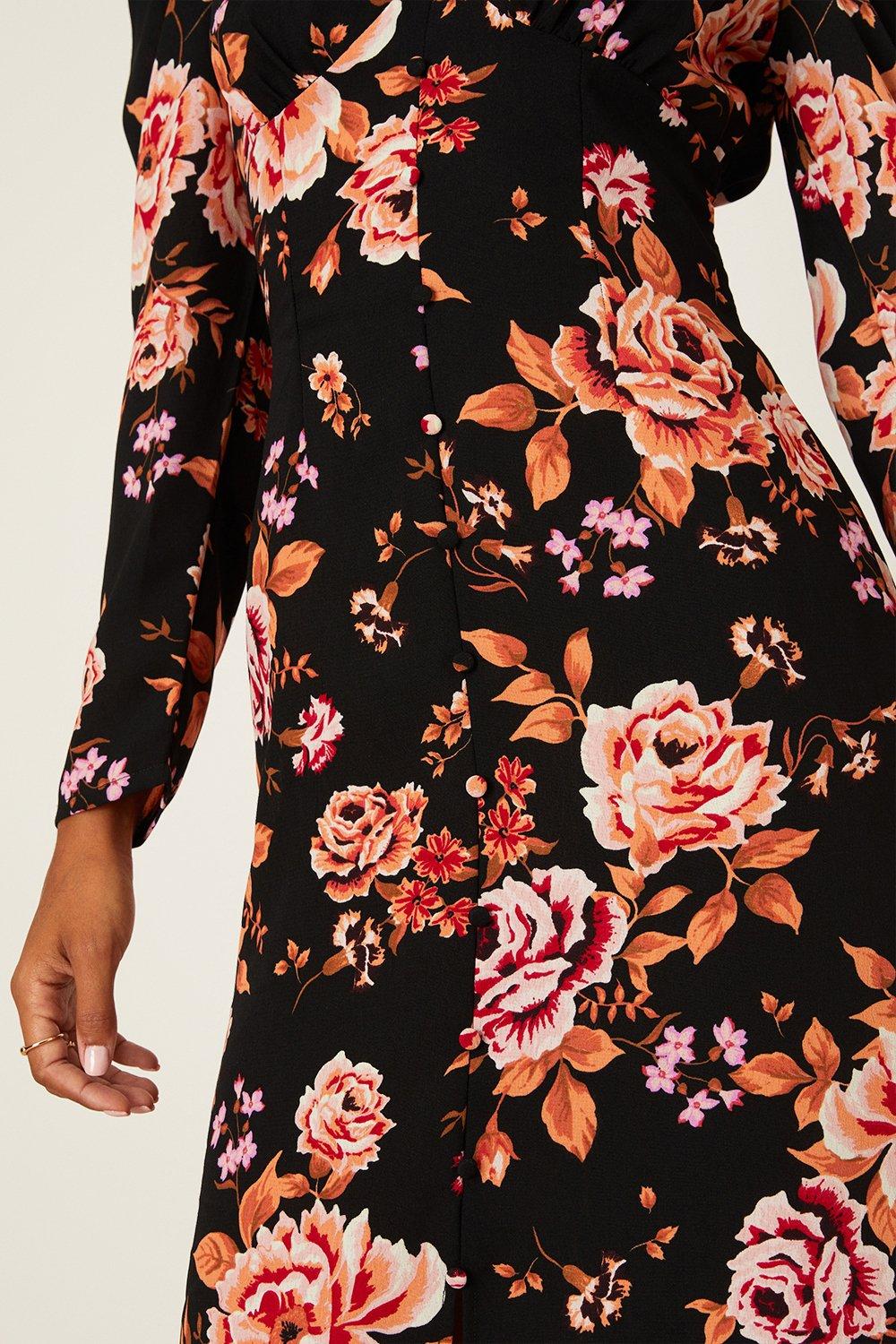 Dorothy perkins black floral clearance dress